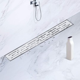 SaniteModar Linear Shower Drain 24 inch with Removable Grate,Brushed 304 Stainless Steel Shower Drain with Hair Strainer, Adjustable Leveling Feet………