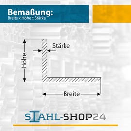 Stahl-Shop24 Aluminium L-Profile 60 x 40 x 3 mm, 1000 mm – Raw Aluminium L-Angle – Lightweight, Rustproof & Easy to Work – for Workshop, Interior Construction, Furniture Construction, Technology