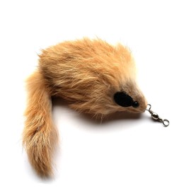 Cat Wand Refill - Real Rabbit Fur Mouse- Carmel Color