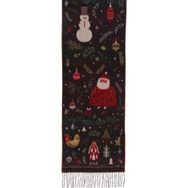 FRAAS Cashmink Christmas Scarf - Warm Scarf with Santa Motif for Men and Women - 35 x 200 cm - Made in Germany, navy