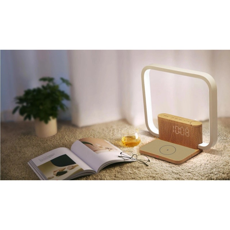 UAETECH Dual Alarm Clock Bedside Table Lamp with Fast Wireless