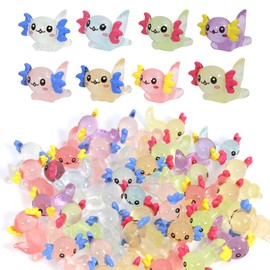Darovly 40Pcs Mini Resin Tiny Axolotl Resin Miniature Glow in The Dark Luminous Animal Figurines for Dollhouse Ornament Landscape Aquarium Landscape Garden Potted Plants Decor or DIY Craft