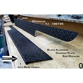 Fits with JEEEP YJ Wrangler 6" black Diamond plate Rocker Panels with / 90° 1 inch lip