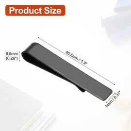 PATIKIL 1Pcs 1.9inch Skinny Tie Clips, Stainless Steel Tie Clips for Men Wedding Business, Black