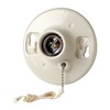 Leviton One-Piece Glazed Porcelain Outlet Box Mount, Incandescent Lampholder, Pull
