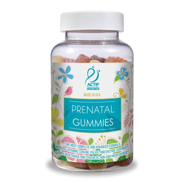 Actif Organic Prenatal Gummies with 25+ Organic Vitamins and Organic Herbal Blend - Non-GMO, 100% Vegetarian, 90 Count, Made in USA