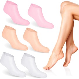 Set 3 Pares Calcetines Hidratantes Gel Silicona Alivia Dolores Calceta Humectante para Pies Secos y Agrietados Cuidado de los Pies con Piel Áspera Transpirables y Elásticos Reducen la Fricción