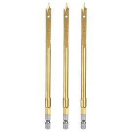 HARFINGTON Spade Drill Bit 1/4" Paddle Flat Bits Wood Hole Cutter with Quick Change 1/4 Inch Hex Shank for Woodworking Fiberglass, Gold Tone