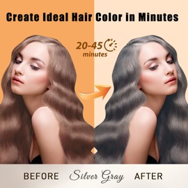 Hair Dye Shampoo Silver Gray, 3 in 1 Long-Lasting Hair Color Shampoo with Herbal Ingredients, Instant Natural Color, Easy Application at home for Women Men 16.9 Fl Oz