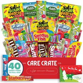 Christmas Candy Snack Box (40 Full Size Variety) Candy Care Package Gift Basket - The Care Crate Co.