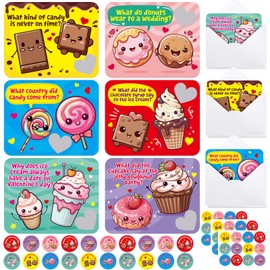 Fancy Land Valentines Cards Scratch Off Jokes for Kids Sweet Dessert Card with Envelopes for Boys Girls Holiday Exchange Supplies 36Pcs