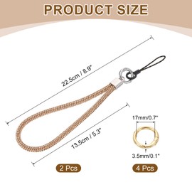 sourcing map 2Pcs Bling Wristlet Lanyards, 5.3" Rhinestone Keychain Strap for Clutch Cellphone Keychain Wallet Purse Accessories and Decoration, Champagne