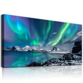 MHARTK66 Large Wall Decor For Living Room Canvas Wall Art For Bedroom Blue Aurora Scenery Painting Artwork Modern Canvas Art Prints Ready To Hang Office Pictures For Hotel Room Home Wall Decoration