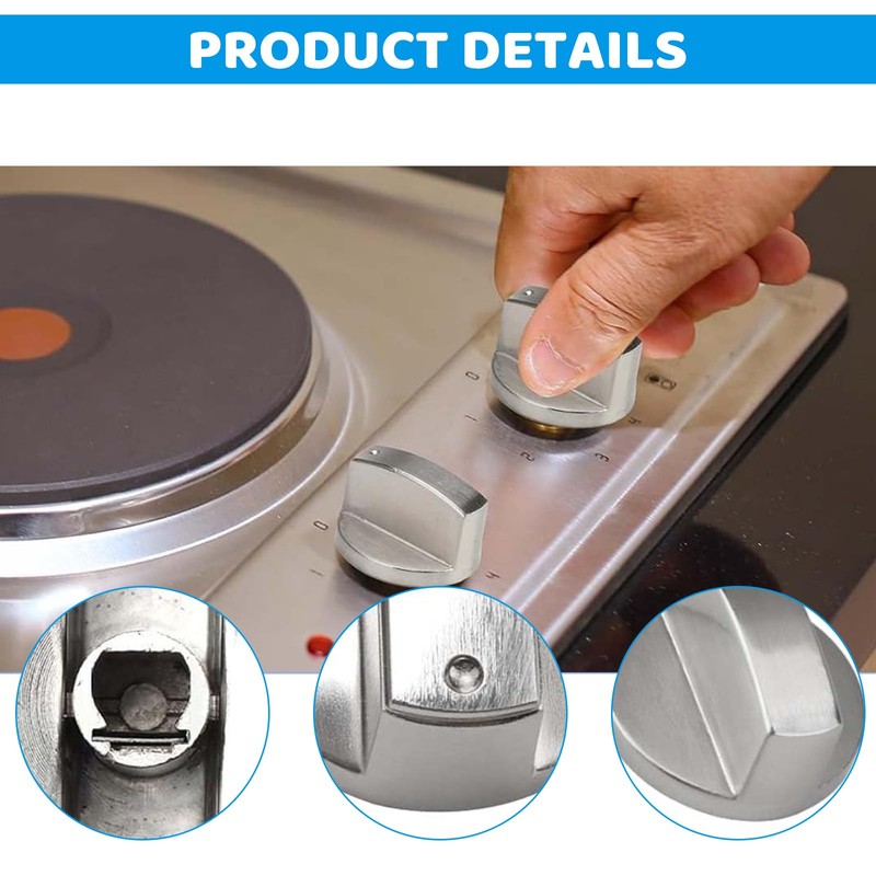 ICHOWHO 6 Pcs Cooker Knobs, 6mm Universal Cooker Knob Replacement