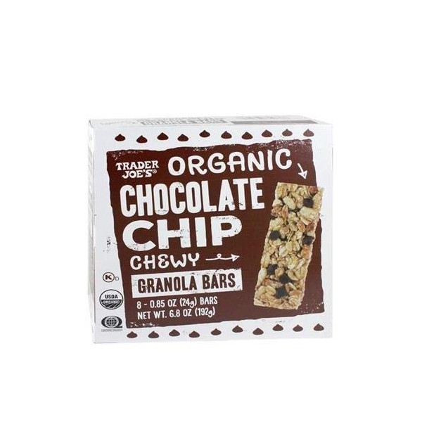 Trader Joe's Organic Chocolate Chip Chewy Granola Bars 6.8 oz. (Pack of 2 bxes)