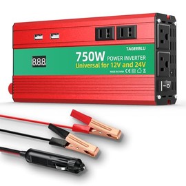 TAGEEBLU 750W Power Inverter, DC 12V/24V to 110V AC Car Inverter for Truck, Home, Vehicles, Laptop, Trip
