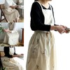 Cooking Apron Flower Embroidery Waterproof Wear Resistant Baking Apron for