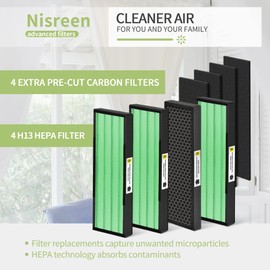 [Upgraded] Nisreen AC4825 HEPA Filter B Replacement Compatible with Guardian Filter B for Improving Moist Conditions, for Models AC4825E AC4850PT AC4900CA, 4 H13 HEPA and 4 Pre-Filters