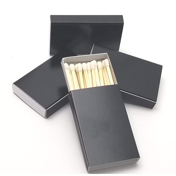 250 Plain Black Cover Wooden Matches Box Matches (5 Boxes of 50) Y