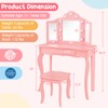 Costzon Kids Vanity, Girls Vanity Set with Mirror and Stool