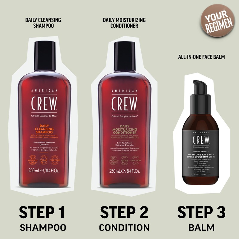 American Crew Shampoo for Men, Daily Cleanser, Naturally Derived, Vegan