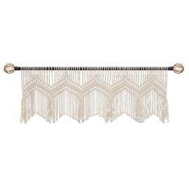 GCOVELIS Boho Valance Macrame Curtains for Windows Macrame Valance for Bedroom Livingroom Boho Decor Wall Hanging, 1 Panel 52" W x 21" L