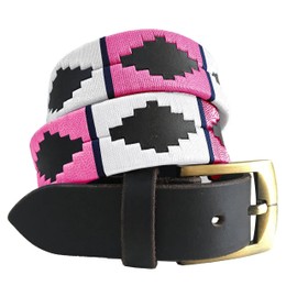 Carlos Diaz Mens Womens Premium Unisex Brown Leather Embroidered Designer Polo Belt (105 cm/ 40-42 Inches)