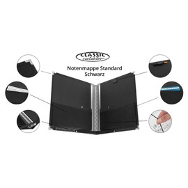 Classic Cantabile Music Folder (Sturdy Faux Leather, Hand Strap, Notes up to DIN A4, Inner Pocket, Protective Corners)