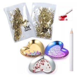 Mouyic 2440 Cristales Tornasol Piedras Uñas + Plato + Lapiz Magico