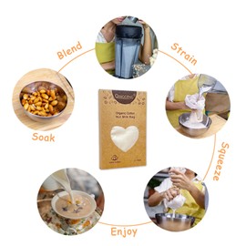 QINGGENG Organic Cotton Nut Milk Bag, Reusable Strainer Bag for Almond and Oat Milk, Juice, Yogurt, Sturdy Straining Bag 30 x 30 cm, Pack of 2