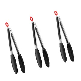 Tenta Tenta kitchen 7 Inch tongs silicone tongs small tongs cooking tongs mini tongs marshmellow roasting tongs silicone for Cooking, Grilling, Turning (3pcs)