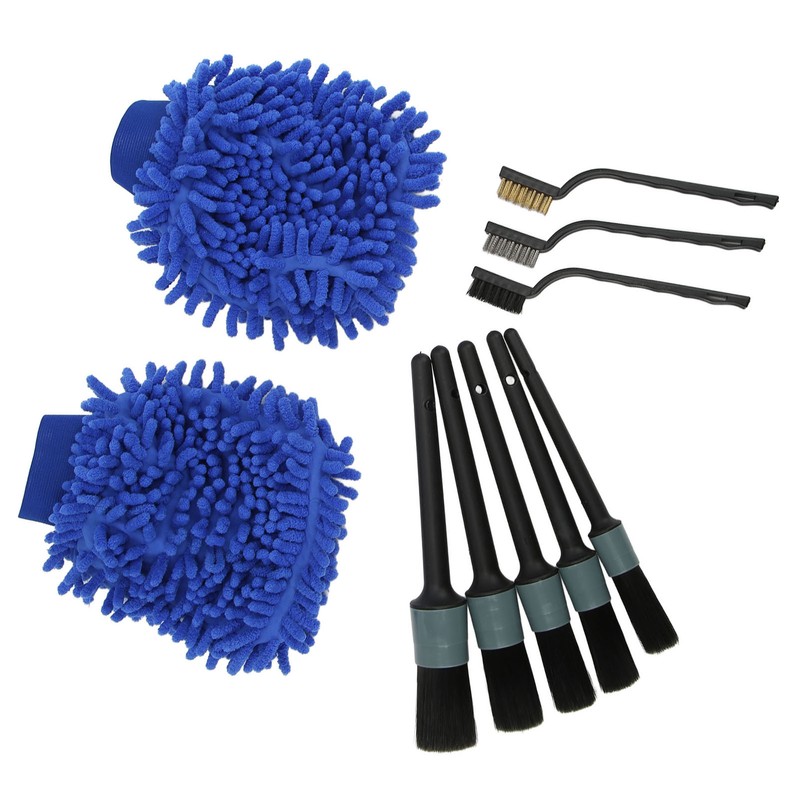 10pcs Car Detailing Brush Kit Wash Mitt Wire Brushes Flexible