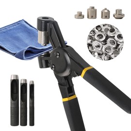 diceevil Grommet Tool Kit, Hole Punch Heavy Duty Grommet Press Eyelet Pliers with 6mm 10mm 12mm Silver for Awnings Curtains Belts Tarps Leather Paper Flag