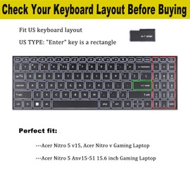Keyboard Cover for Acer Nitro 5 v15/ Acer Nitro v Gaming Laptop/Nitro 5 Anv15-51 Gaming Laptop 15.6 inch Gaming Laptop Keyboard Skin-TPU