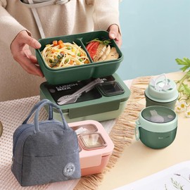 850ml Bento Lunch Box with Bag and Cutlery, Lunch Box with Compartments, Lunch Box for Adults, Kids, Women Salad Box