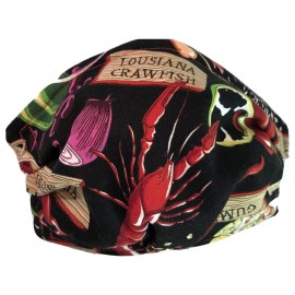 Handmade Cajun Cuisine Louisiana Crawfish / Red Face Mask Triple Layer Double Wire Fitted