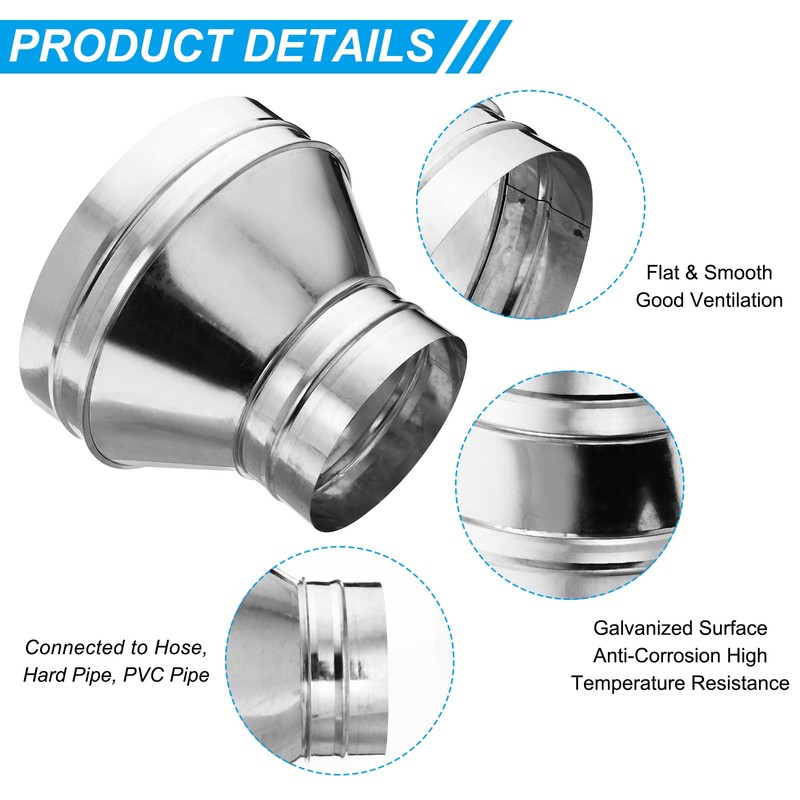 PATIKIL 10 Inch to 6 Inch Round Duct Reducer Increaser