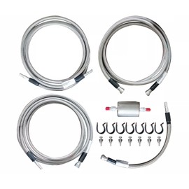 Stainless Steel Braided Fuel Line Quick Fix Kit Compatible with 1999-2003 Silverado Sierra V8 Gas Flex Ext Cab