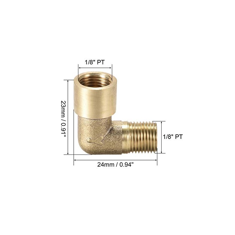sourcing map Brass Pipe Fitting 90 Degree Elbow 1/8 PT