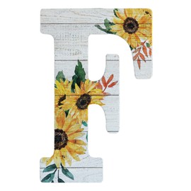 COLLECTIVE HOME - 12" Wood Letters for Wall Decor, Rustic Wall Sign, Decorative Hanging Alphabet Signs, House Number, Decorations for Wedding Birthday Housewarming Party, Washed White, Sunflower (F)