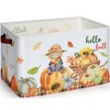 Seeloowy Hello Fall Pumpkin Gift Basket Large Maple Leaf Scarecrow