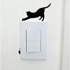 Funcoo Wall Sticker, 8 pcs Cute Cat Design Light Switch Decor Decals Wall Stickers (Cat)