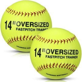MiniInflat 2 Pack Oversized Softballs 14" Softball Training Equipment for Pitchers Softball Pitching and Throwing Spin Trainer Raised Stitched Seams Oversized Balls for Softball Pitching Practice