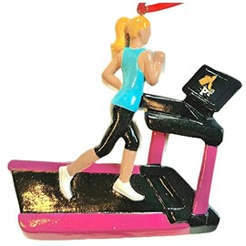 Blonde Planet Fitness Female Runner on Treadmill Ornament Gym Work Out Tread Mill Christmas Blond