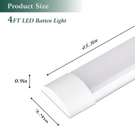 colmeguna 4 Packs 4FT LED Batten Light, Ultra-Thin Slim Ceiling Surface Mounted Light, 40W, 4000K, IP20, LED Ceiling Lamp for Garage, Shop, Hallway, Office, Market