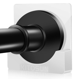 Adhesive Shower Curtain Rod Holder – Kitosun Wall Mount Bathroom Tension Pole Retainer Brackets with Super Sticky Tape for Quick Stick on and Stainless Steel Screws for Drilling Installation (White)