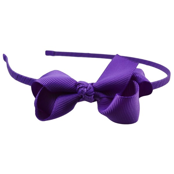 Ribbon Wrapped Grosgrain Bow Girls Headband (PURPLE)