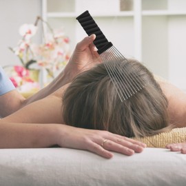 Healvian 4pcs Afro Pick Comb Stainless Steel Hair Detangling Combs for Curly Hair Professional Styling Scalp Massage Beard Picks for Home Salon Use