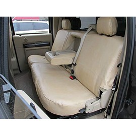 Durafit Seat Covers, Made to fit F250-F550 Rear 60/40 Split Bench/Spilt Back with Headrests and Integrated Armrest. Seat Covers Color TAN Twill