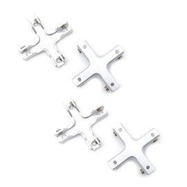 Set of 2 NUZAMAS Cross Shape Glass Clamps, Building Showcase, Aquarium Fish Tank, Cabinet, Aluminium Alloy Glass Support Brackets, Fit for 6-10mm Glass Thickness